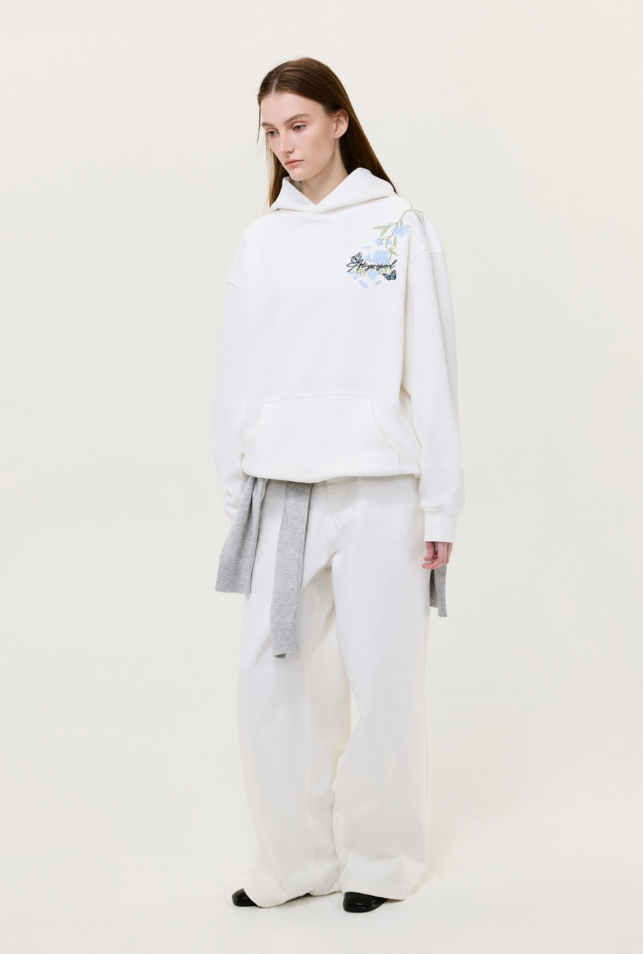 Flowers & Butterflies Hoodie White